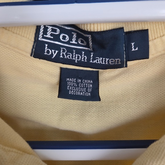 Polo Ralph Lauren Mens Yellow Cotton Classic Fit Short Sleeve Polo Shirt Size L - Picture 3 of 7